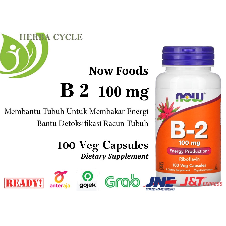 Now Foods  Vit B2 100 mg 100 Cap ORI USA Vitamin B2 un Sumber Energi Now Food B2 Now B2 100