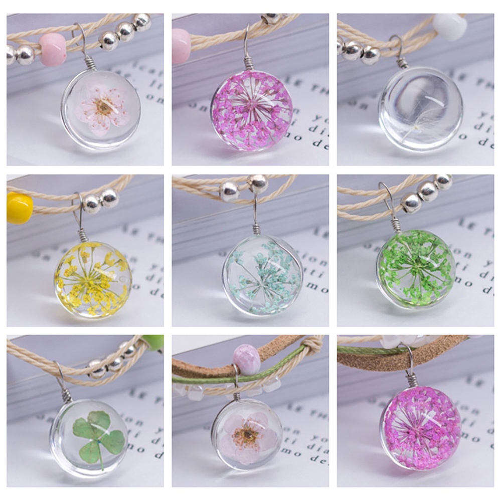 Hu Hu Hu Hu Hu Alat Bantu Pasang Kacamata♡ Gelang Tali Anyam Handmade Dengan Bola Kaca Isi Bunga Kering Untuk Wanita
