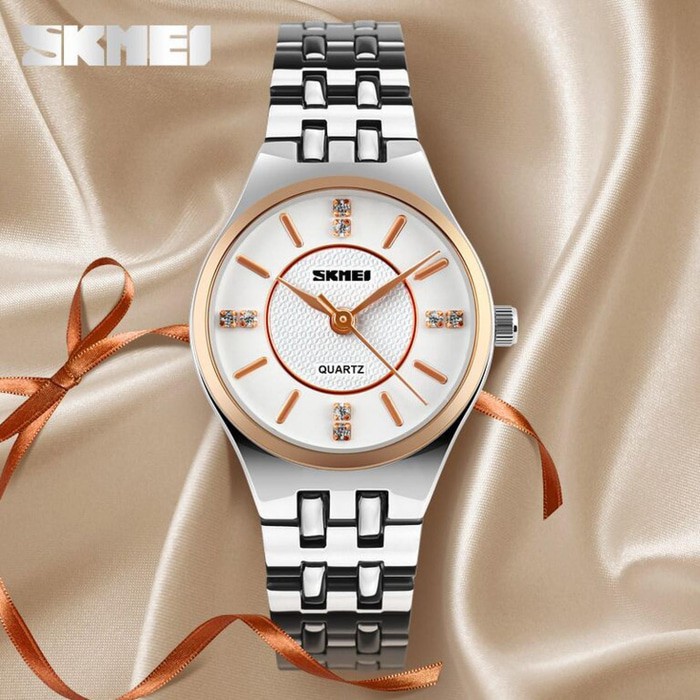 JAM TANGAN WANITA CEWEK SKMEI ORIGINAL MODEL CASIO STAINLESS BULAT