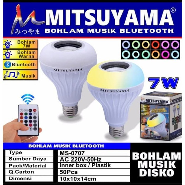 Lampu LED Speaker Mitsuyama MS-0707+Remote/Speaker Bluetooth Ms-0707/ Lampu Disco