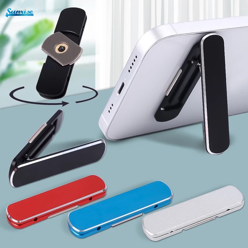 Holder Handphone Universal Bahan Aluminum Alloy Dapat Dilipat / Berputar 360 Derajat° Stand Bracket Metal Mini Invisible Rotasi Putar Kualitas Tinggi Untuk Handphone Universal