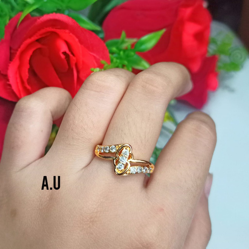 Cincin Dewasa titanium Permata Simpel Perhiasan Wanita Gold Remaja ANTI KARAT (COD)