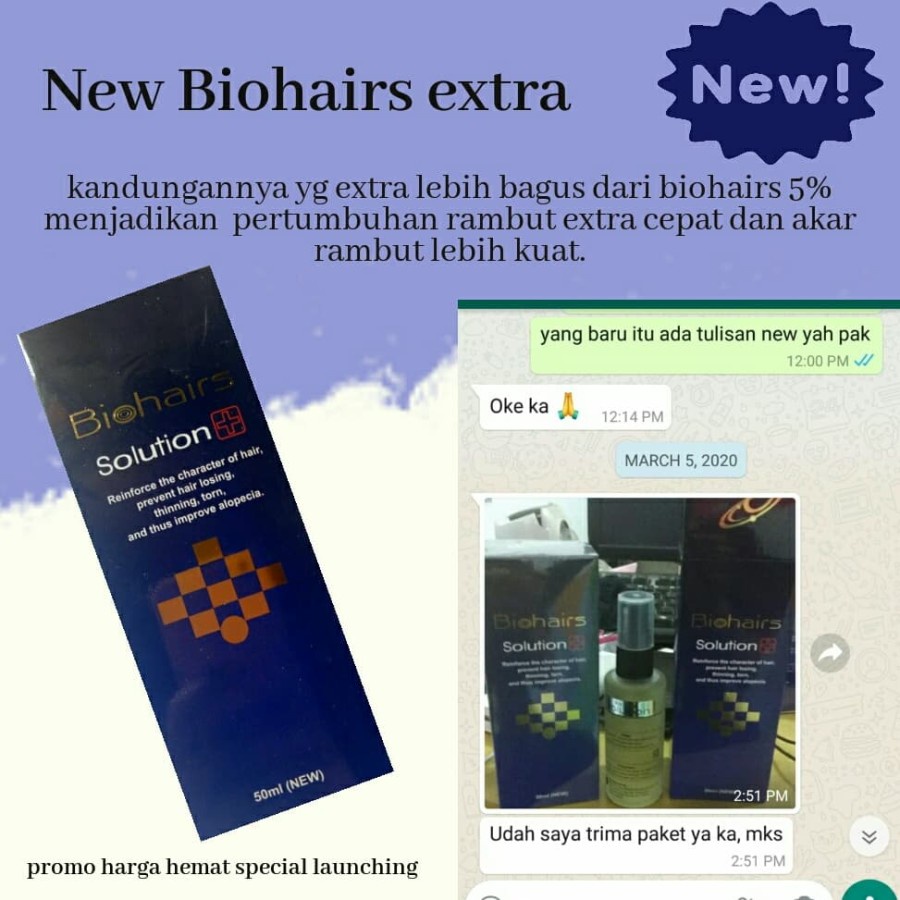 Biohairs solution 5% serum penumbuh rambut kebotakan