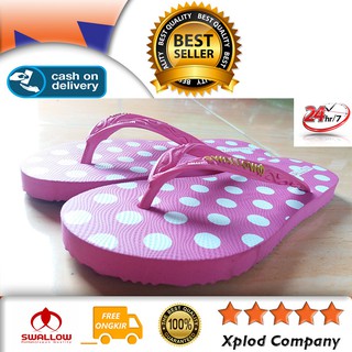  Sandal  Jepit Swallow  Wanita Polkadot Ukuran 9 5 Pink dan 