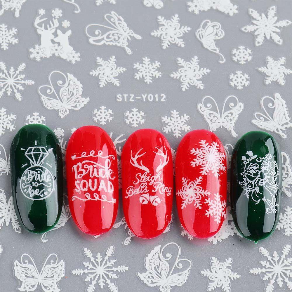 Agustina Christmas Nail Art Winter Glowing Decals Snowflake Pohon Natal Mermaid DIY Dekorasi Kuku