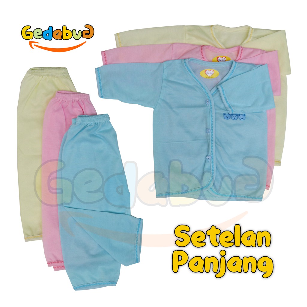 6 set - Setelan Care warna Panjang | Baju Panjang + Celana Panjang Bayi New Born