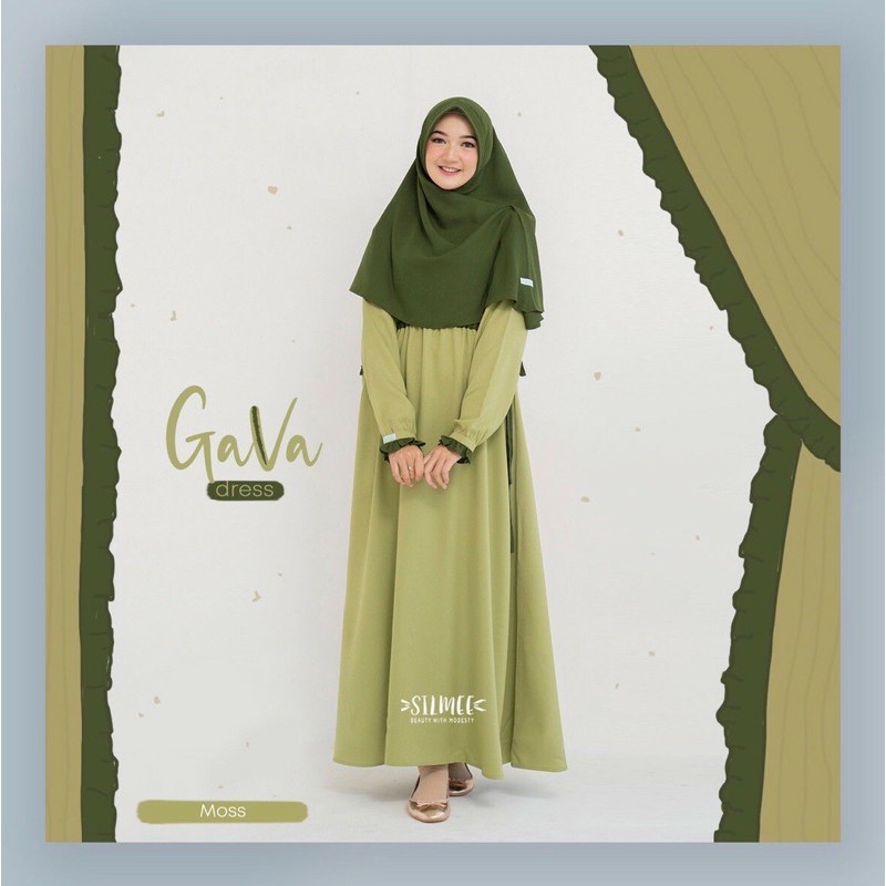 Gava Dress by silmee / gamis murah / pakaian muslimah / gamis crepe / khimar elvira