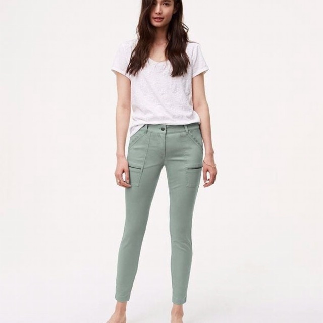 LOFT tall skinny utility zip pants in marisa - Green
