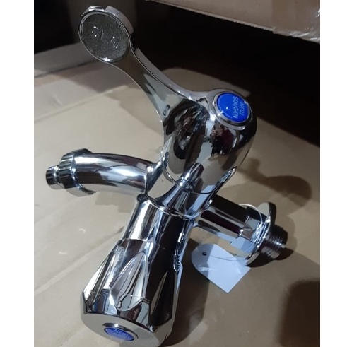 KRAN CABANG TERSEDIA 2 TYPE MAHKOTA DAN ENGKOL PVC CHROME SOLIGEN/ KRAN CABANG SHOWER DOUBLE/ KERAN TOILET KAMAR MANDI WC