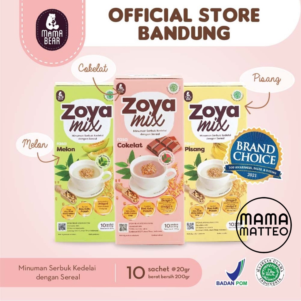 MamaBear Zoya Mix / Soya / Mama Bear Zoya Mix Coklat Pisang Melon Pelancar ASI Soyamix Zoyamix 200gr ASI booster / MAMABEAR BANDUNG