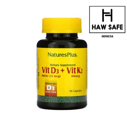 Nature's Plus, Vit D3 + Vit K2, 90 Capsules