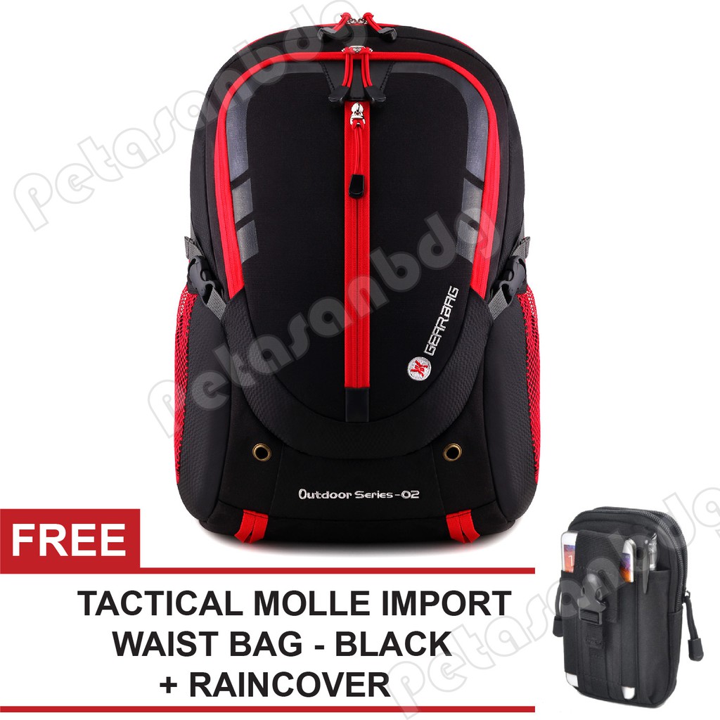 PTS -Gear Bag - CX-97 Black Red + FREE Tactical Molle IMPORT Waist Bag - Black