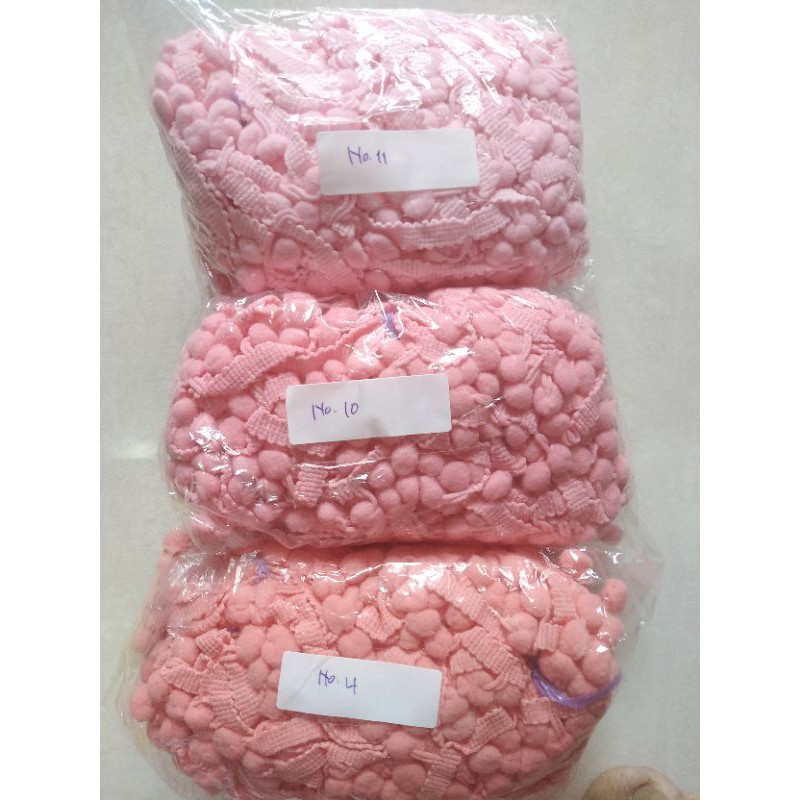 Renda pompom warna pastel rol 5 yard /20 yard