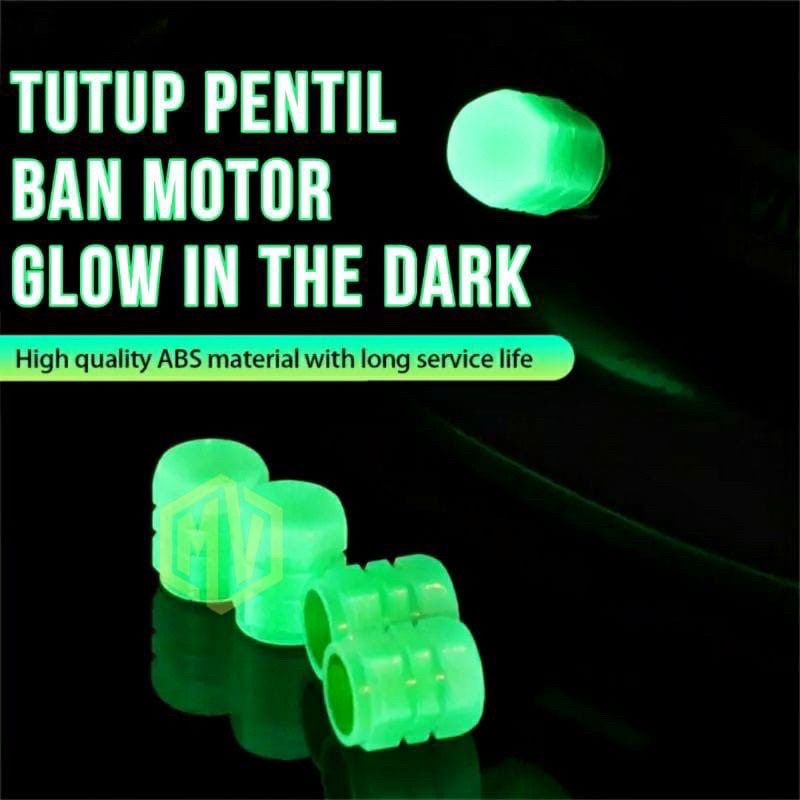 Tutup Pentil Nyala Sepeda Motor &amp; Mobil Glow In The Dark LUMINOUS Neon