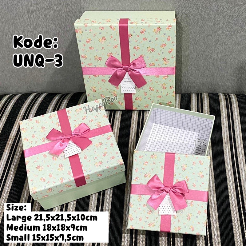 

kotak kado box kado hampers set 3 susun / satuan large small medium sedang besar kecil unq3 gift box