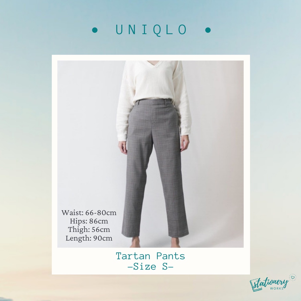 Uniqlo- Tartan pants - Celana katun tartan - Celana kerja wanita