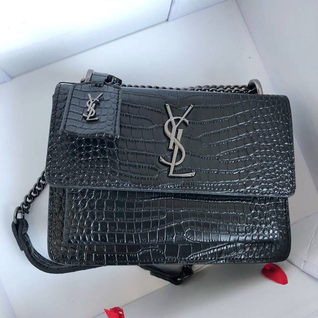 YSL Sunset Croco Slingbag Wanita