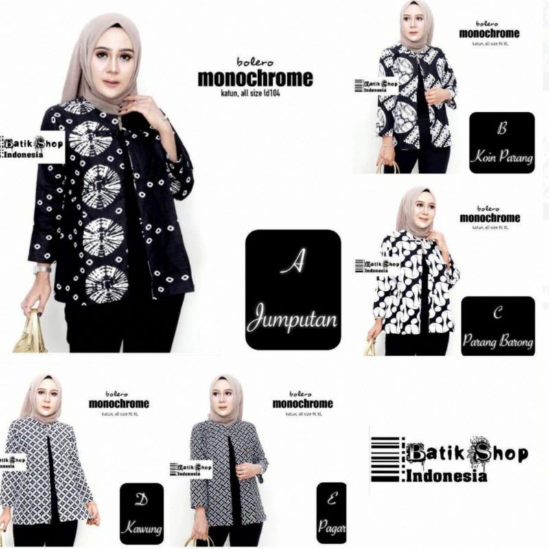 Bolero Monocrhome/Outer Bolero Batik Panjang