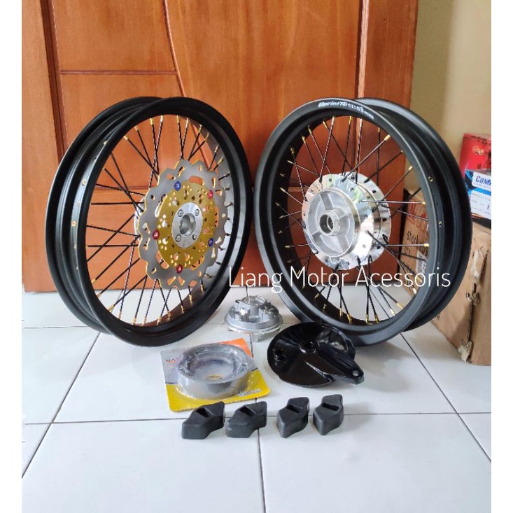 Sepaket Velg VRossi / Sprint XD Ring 17 Tapak Lebar Tromol Set Jari2 Custom Rubahan - Suzuki Thunder