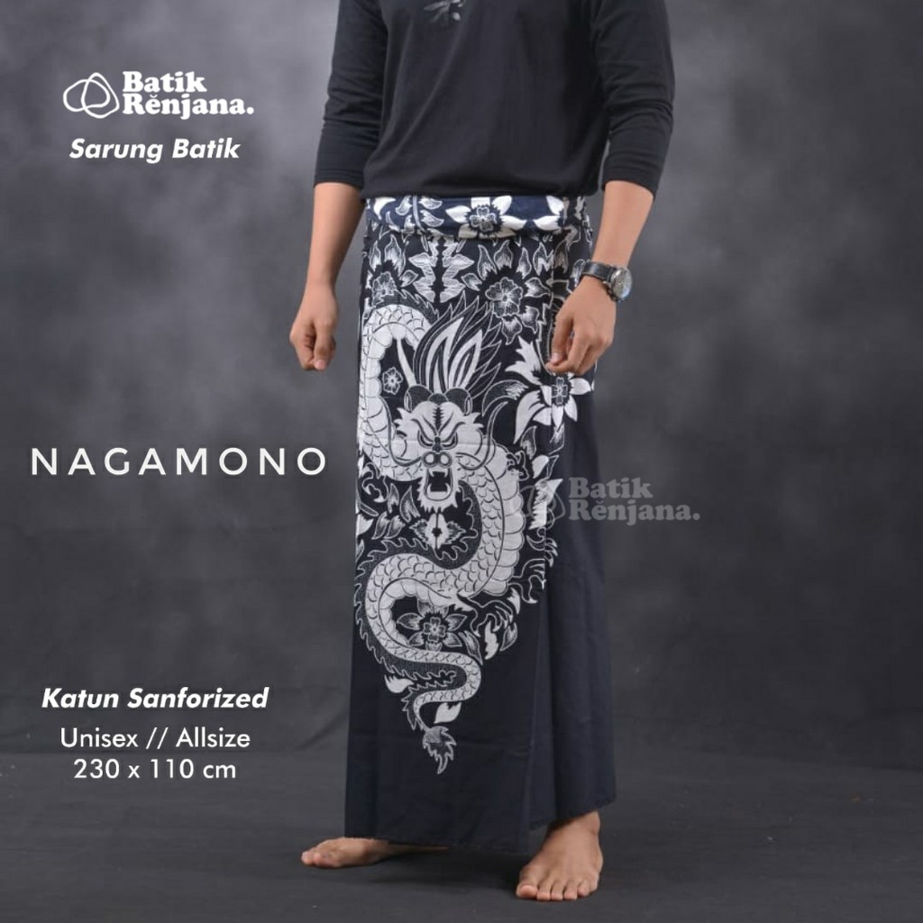 NAGAMONO Sarung Batik Pria Cowok Dewasa Premium Motif Batik Lebaran Asli Solo ALL Size RENJANA