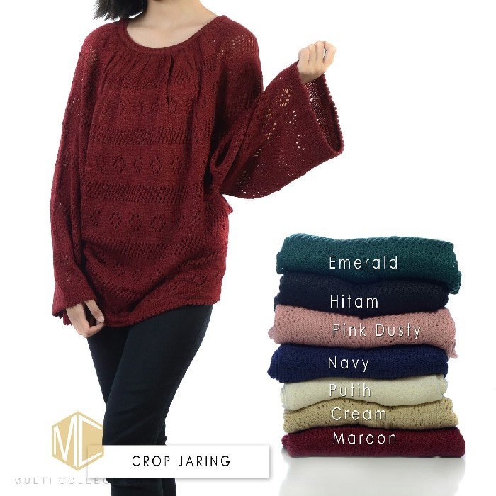 Flash12.18 CROP JARING SWEATER | sweater crop jaring | sweater rajut | baju rajut Mbaninashop