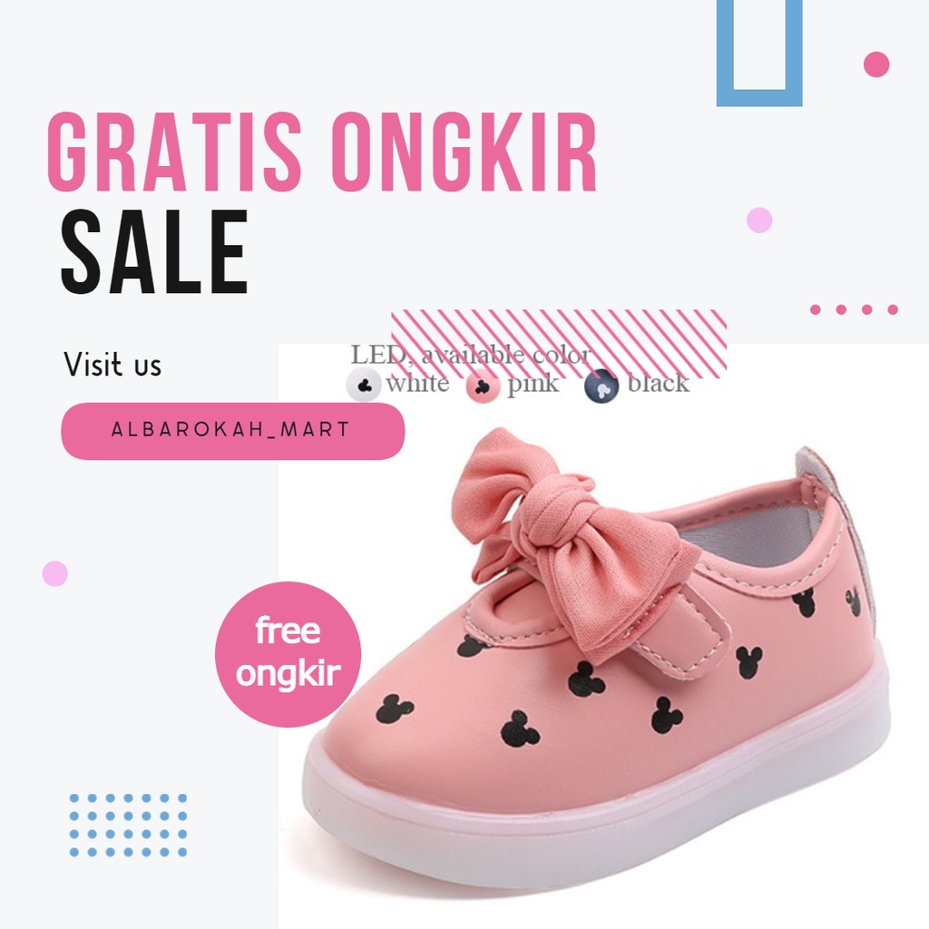Sepatu Anak Laki Cowok Perempuan Cewek Led Murah Sneakers Sekolah Tk Sd Umur 1 2 3 4 5 6 7 Tahun