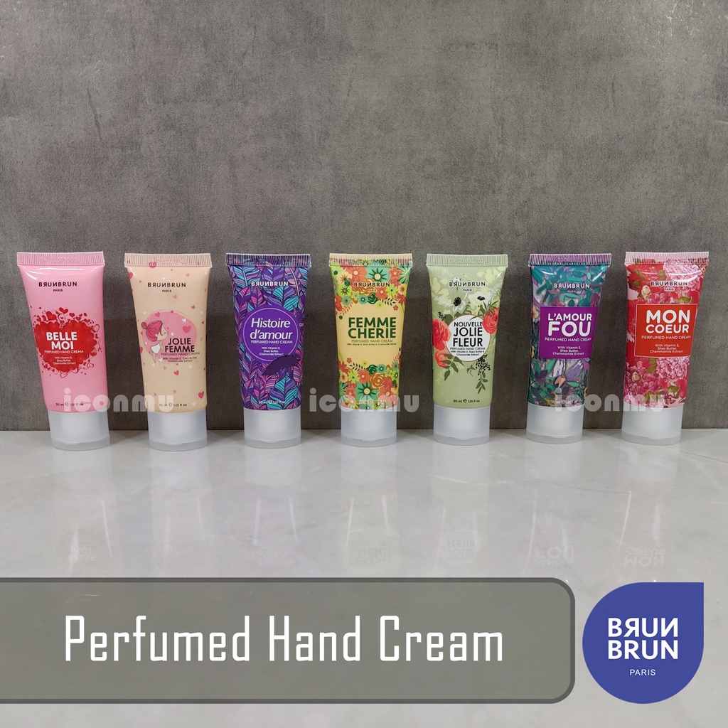 BrunBrun Paris Perfumed Hand Cream - Jolie Fleur / Femme Cherie / Belle Moi / Jolie Femme / Historie D'amour / L'amour Fou / Mon Coeur  - BBPHC