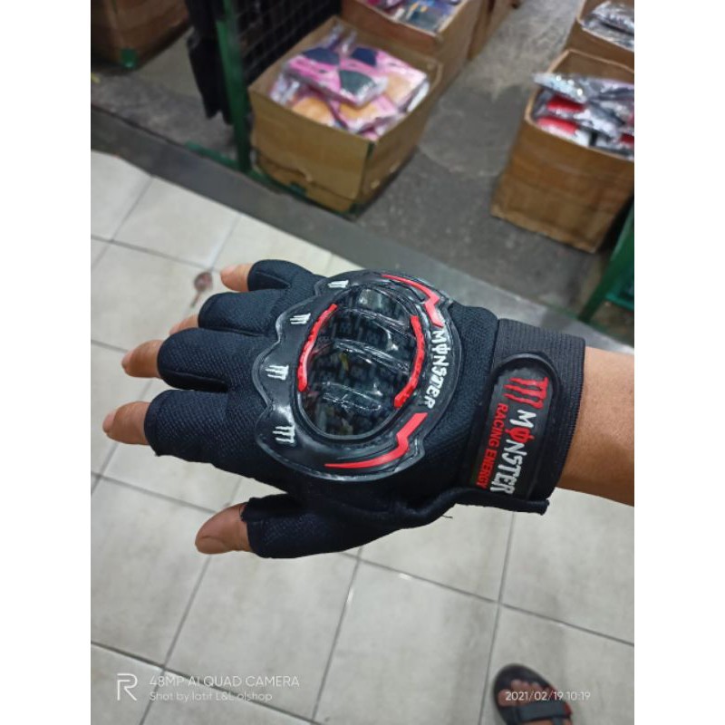 SARUNG TANGAN MOTOR PRIA KERJA GLOVES MOTORBIKE RACE SETENGAH JARI ANTI SLIP IMPORT A77