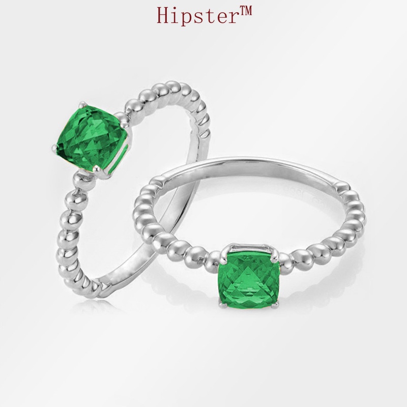 European and American New Popular Elegant Temperament Entry Lux Emerald Square Rhinestone Ring