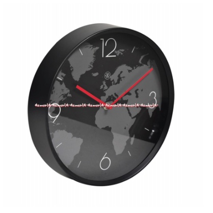 Nextime Wall Clock Black World Map 30cm Jam Dinding Bulat Peta Dunia Next Time Hitam Nektime