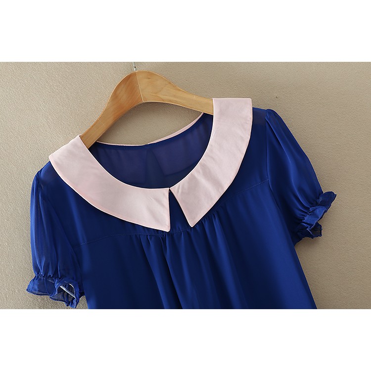 BL13 blouse import summer solid color sweet baby collar