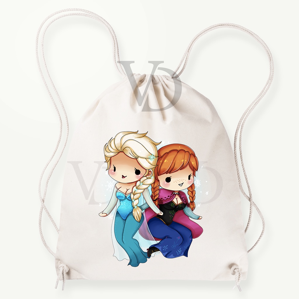 Tas Serut  kanvas / tas serut disney / tas lucu/ tas gendong kanvas / tas custom korea / tas motif frozen cinderella