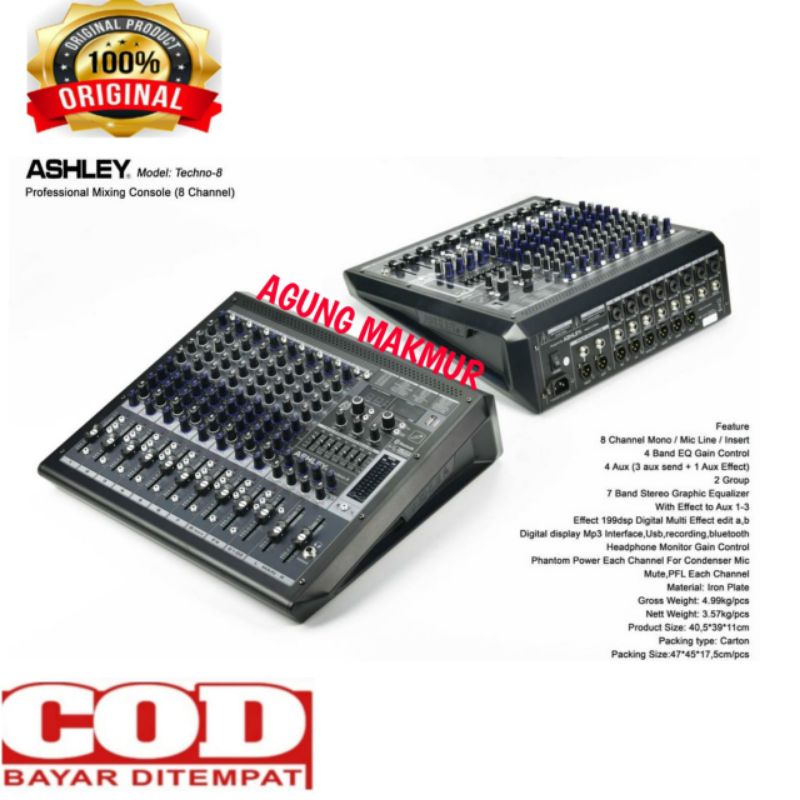 Mixer Ashley Techno 8 Original Product 8 Channel