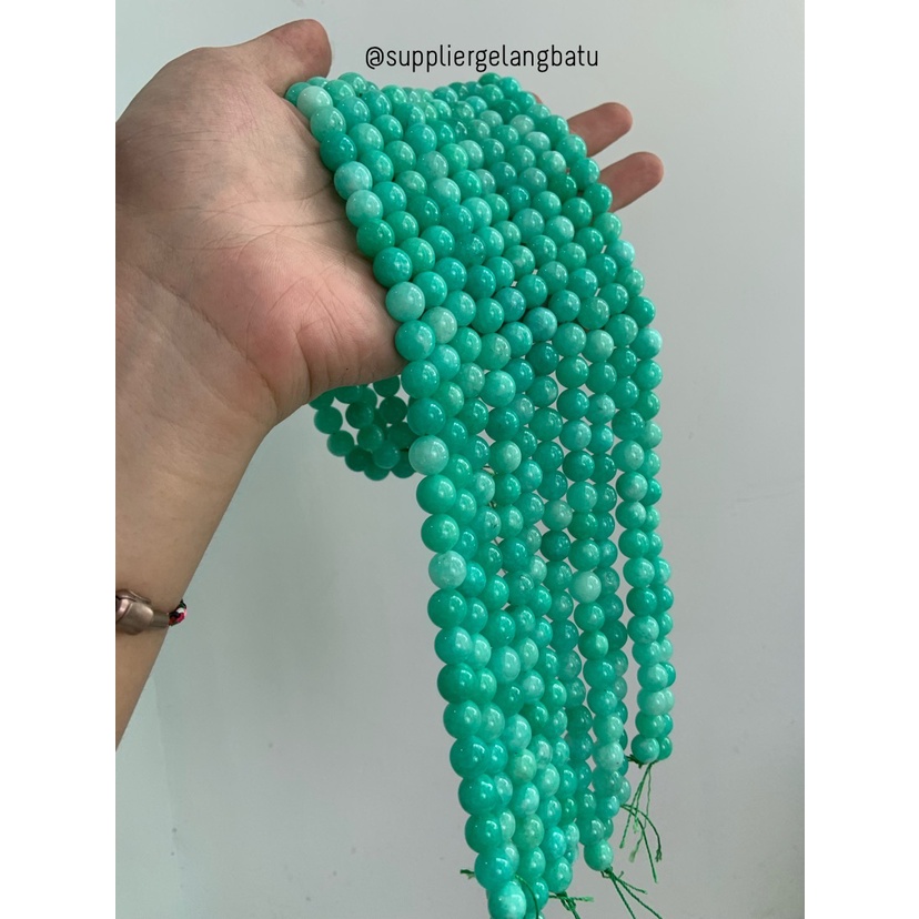 batu green AMAZONITE DOFF 10mm hijau tosca premium stone handmade DIY bahan kalung gelang kerajinan tangan craft manik