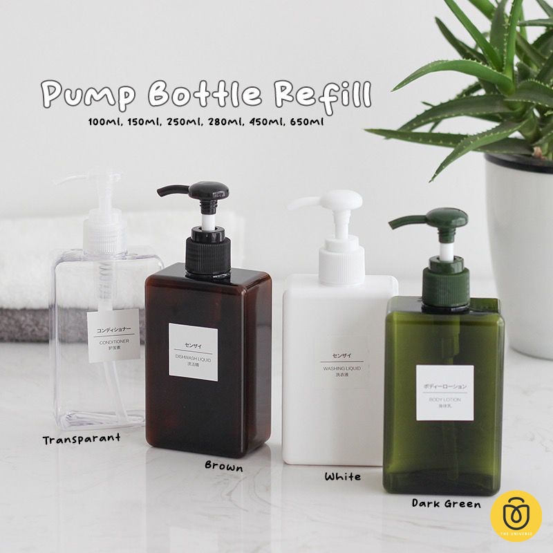 Botol Sabun Pump Refill PET Bottle Refill Shampoo Sabun Cuci Tangan Bottle Soap Dispenser - HW026