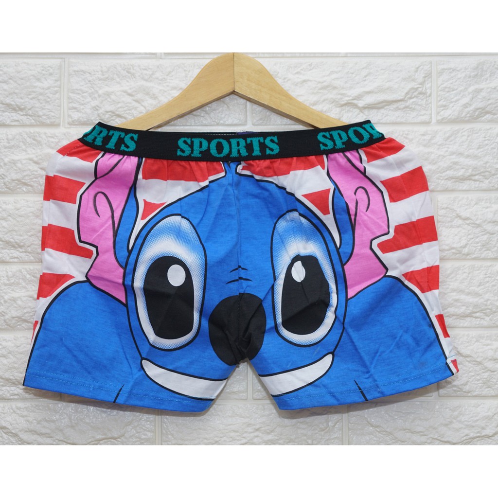 Celana  Pria / Celana Boxer Pria Wanita / Celana Motif STITCH MERAH