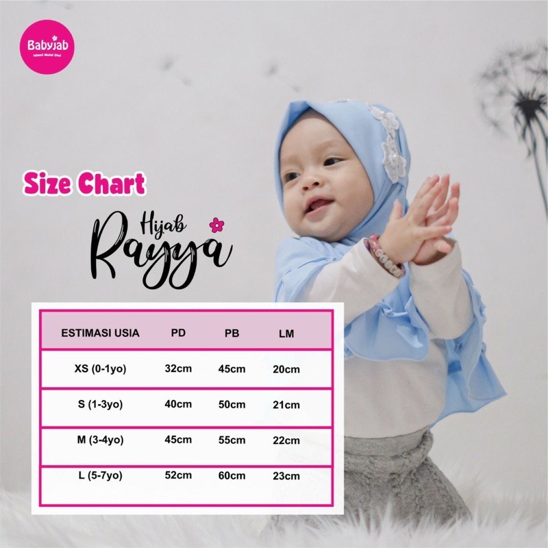 Babyjab Rayya Jilbab Anak Lucu - Baby Jab Hijab Bergo Bayi Perempuan 0 1 2 3 4 5 6 7 Tahun