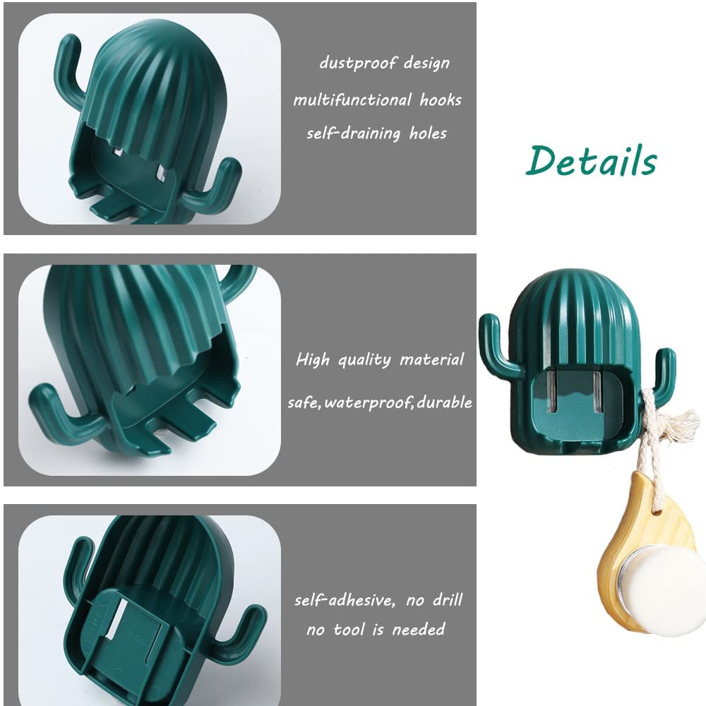 [Bathroom Wall Hanging Self Adhesive Cactus Toothbrush Holder] [Bathroom  Nail-Free Space Saving Storage Toothbrush Rack] [Multifunctional Organizer Shelf]