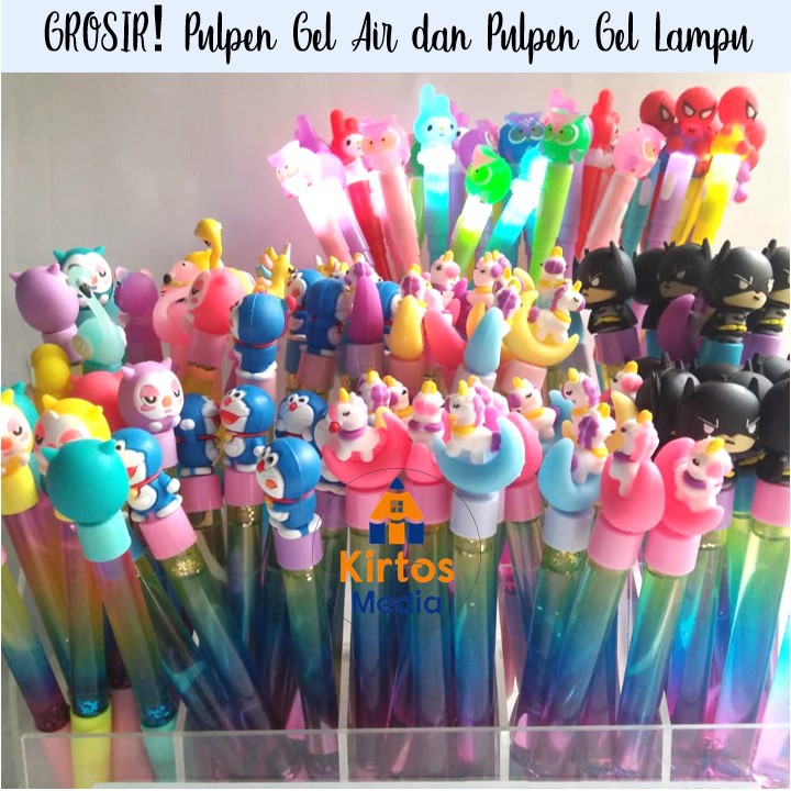 [GROSIR] Best Seller Pulpen Gel Air dan Pulpen Gel Lampu Karakter