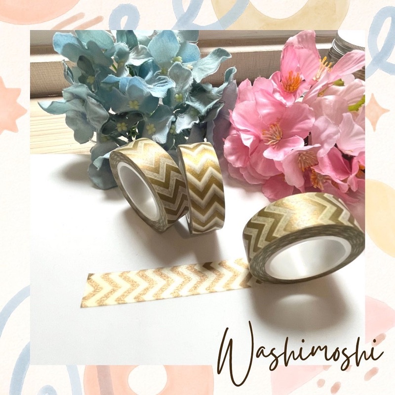 

Washimoshi Masking Washi Tape Gold Chevron Design (10 meter)