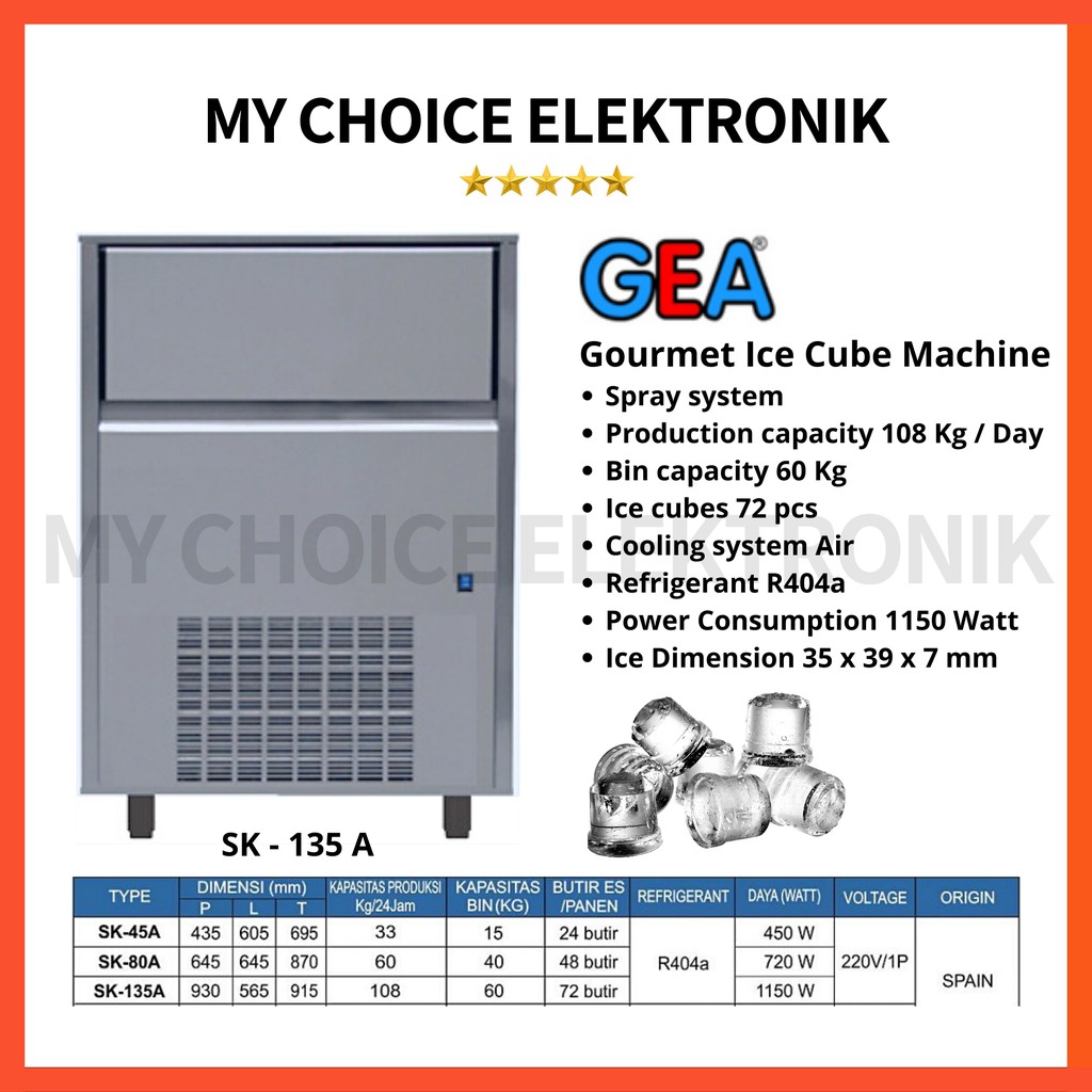 GEA SK-135A Gourmet Ice Cubes Machine / Mesin Pembuat Es Batu