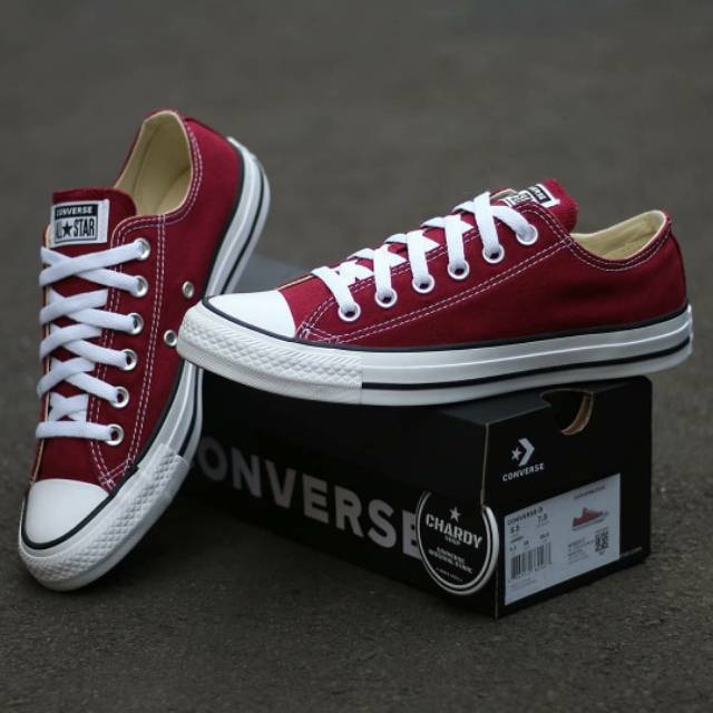 Sepatu Sneakers Unisex CONVERSE CT AS Ox Maroon White Original M9691C