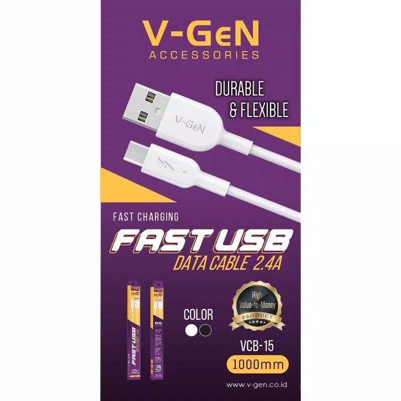 Kabel Data V-GEN MICRO USB 2/1 Meter VCB-15 VCB-16 Fast Charging VGEN 1M 2M