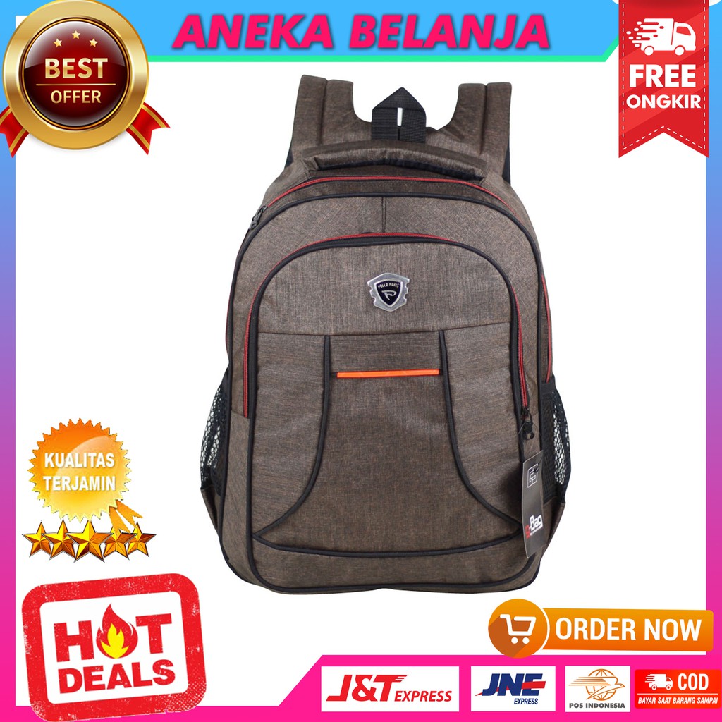 Ready Stock Tas Ransel Pria Scotlet Denim Coklat SMP SMA Backpack Cowok Kece Stylish Casual Keren Sekolah Kuliah Kerja Meeting Bahan Tebal Awet Harga Termurah Terlaris Terjangkau