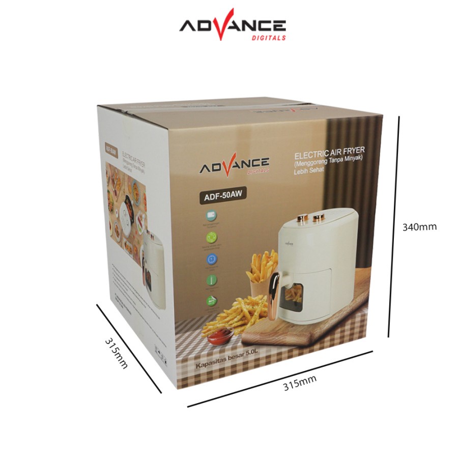 Advance Air Fryer ADF50AW 5Liter Transparan Glass 800 Watt