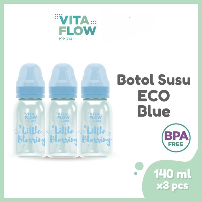 VITA FLOW 3pcs Botol Susu Eco 140ml Baby Nursing Bottle Botol Dot Bayi