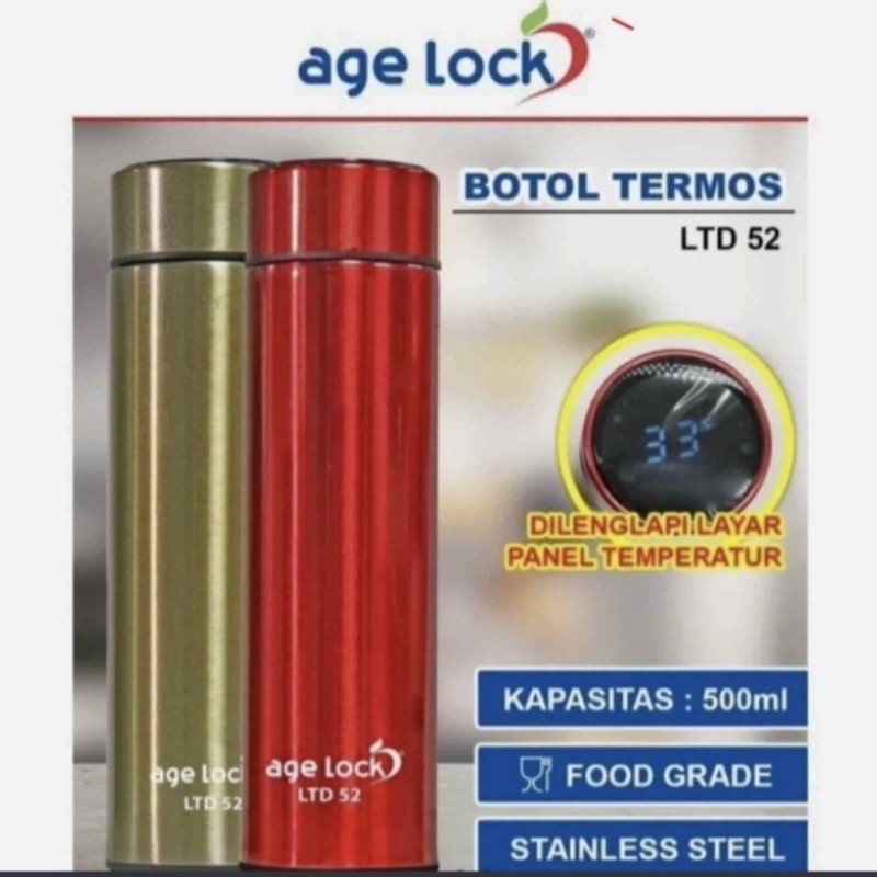 Thermos Air Panas Dingin Stainless Steel Age Lock LT52 Penunjuk Suhu Digital