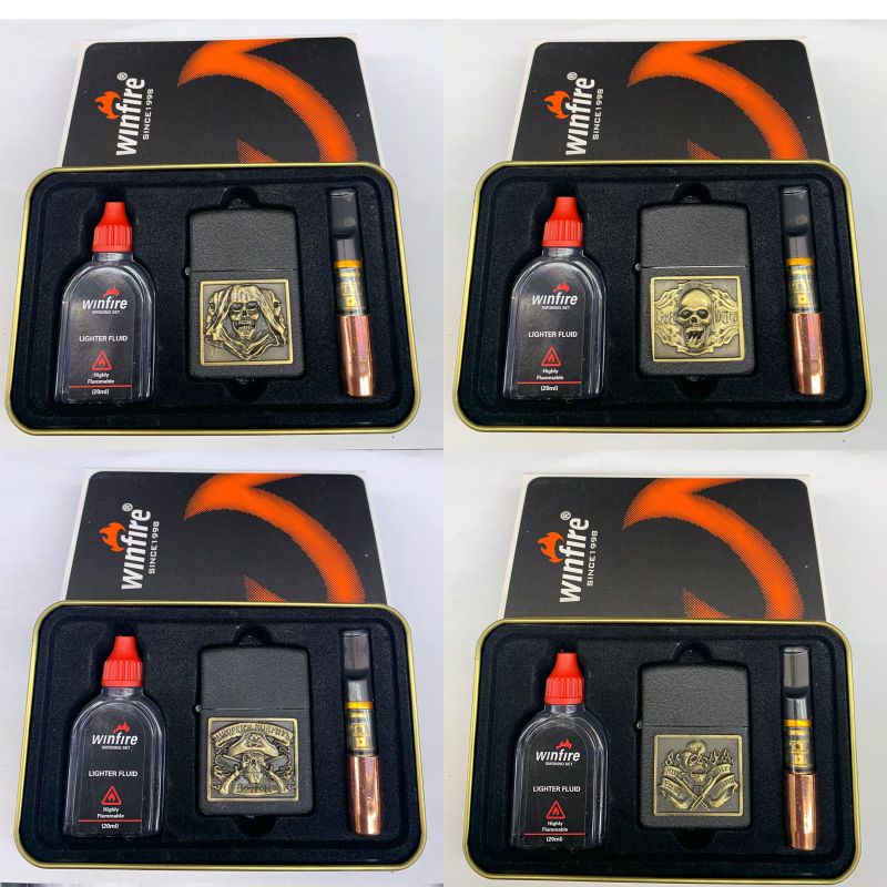 Korek Api Lighter 1 set Minyak + Pipa Rokok Motif Timbul