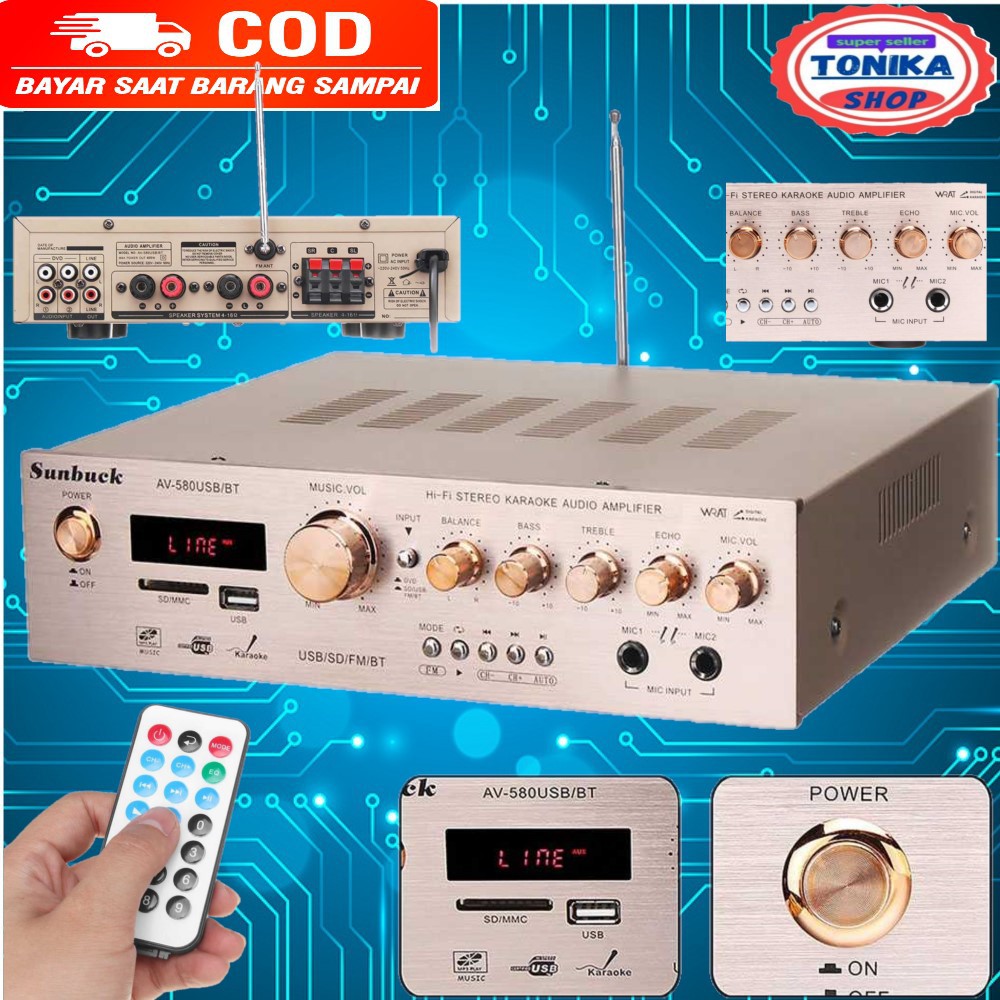 Bluetooth EQ Audio power Amplifier digital echo mixer Karaoke 5CH Home Theater Sunbuck 5CH 920W