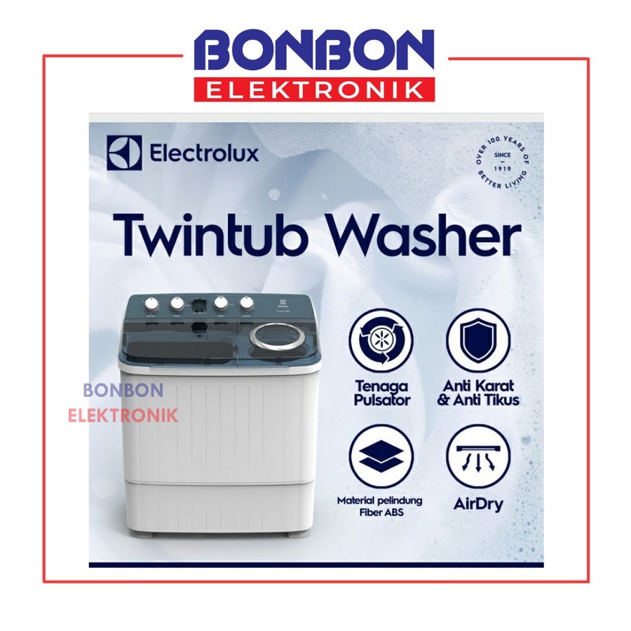 Electrolux Mesin Cuci 2 Tabung 10KG EWS11262WA / EWS 11262 WA / 11262WA